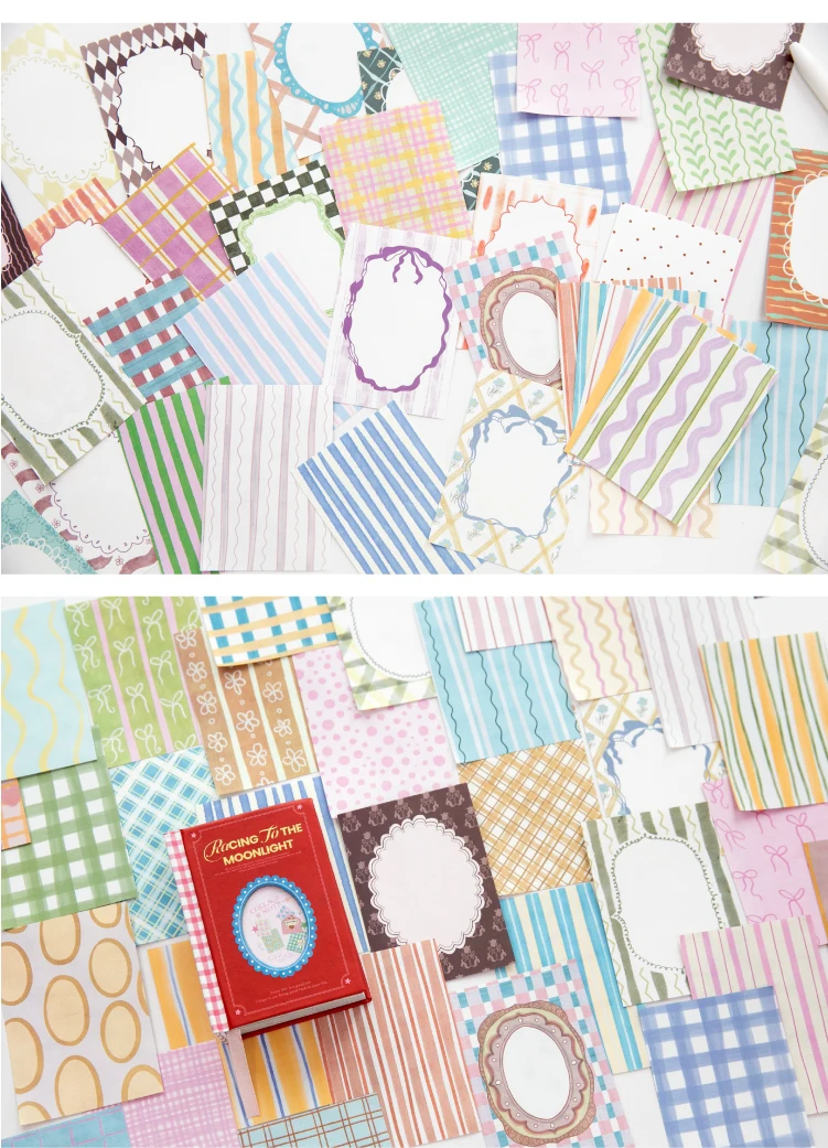 Journal GO 100 Stück Moonlight Wish Book Notizblöcke mit Gittermuster für Scrapbooking, Tagebuchmaterial, Collage, Journal-Hintergrund – Detail 15