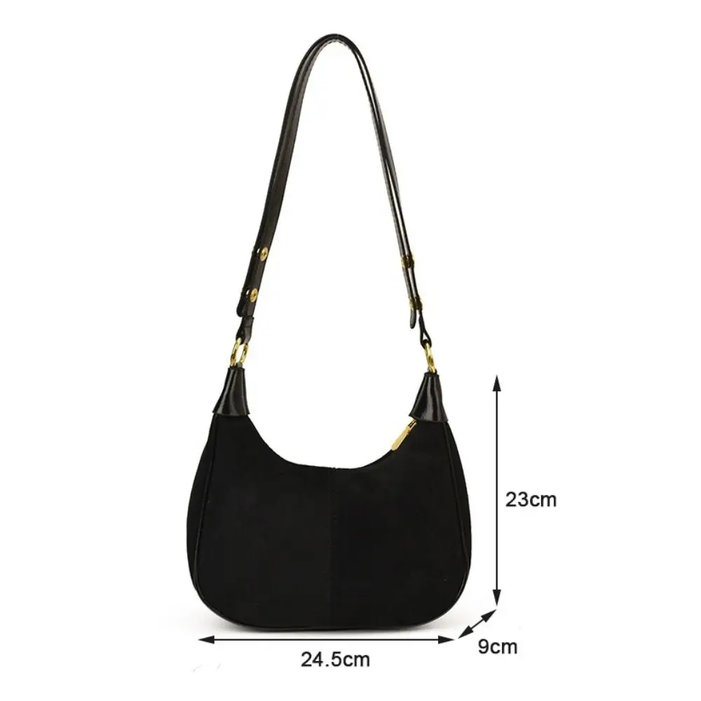 حقيبة هوبو عصرية من جلد الغزال الصناعي، محفظة كتف صغيرة بأشرطة قابلة للتعديل، ناعمة مع حقيبة يد كروس بسحاب