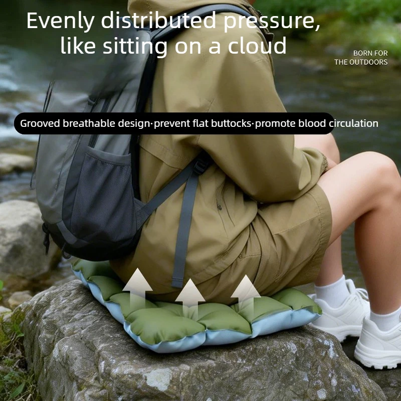 Portable Inflatable Cushion Outdoor Water‑Resistant Sitting Pad Compact Camping Chair Lightweight Travel Accessory for Train