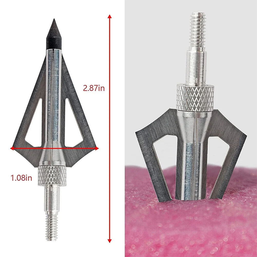 

ABMV-12 Pcs Metal Hunting Archery Broadheads 100 Grain 3 Blades Blades Arrowheads Compatible With Crossbow And Compound Bow
