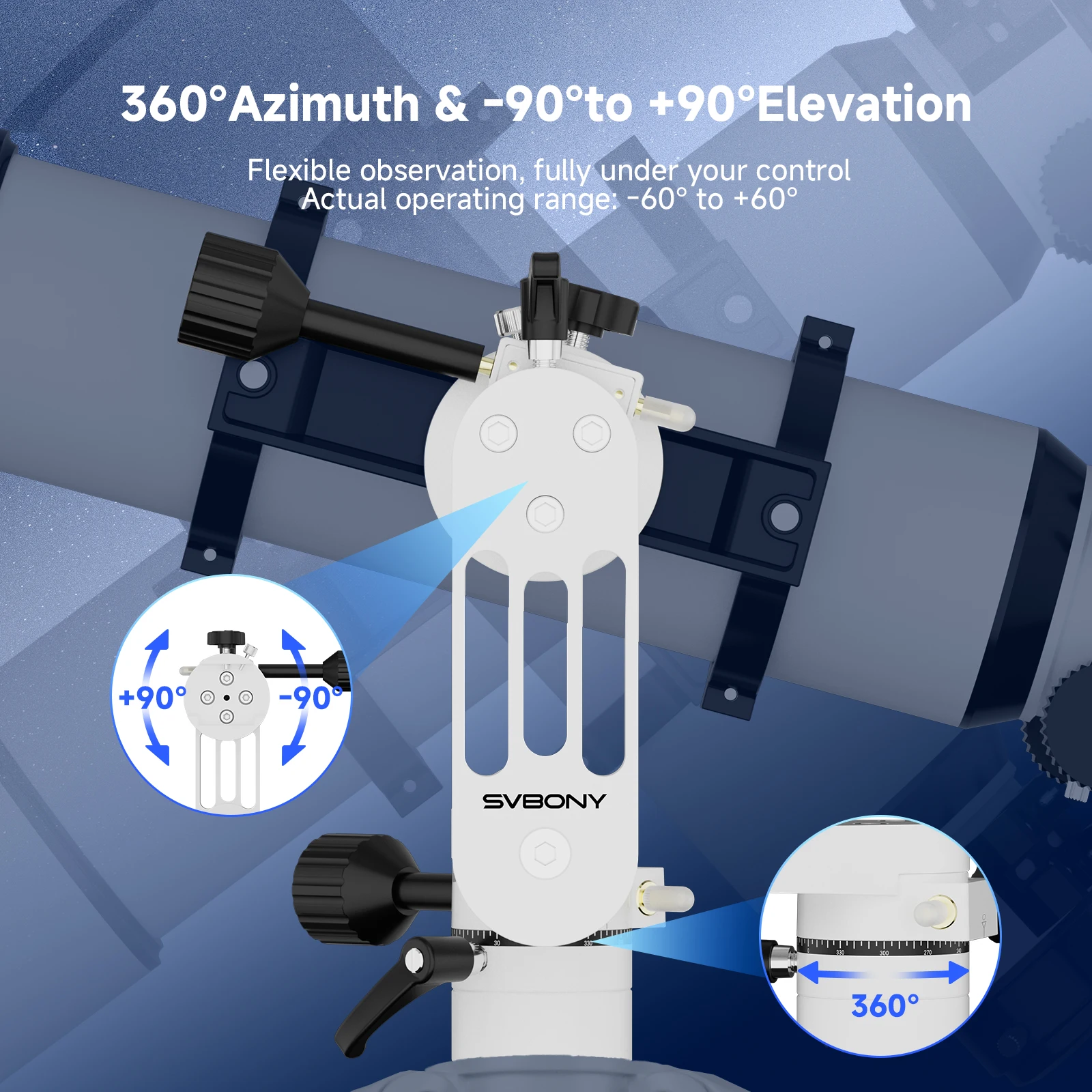 Svbony SV225 Mini Alt-Azimuth Telescope Mount Adjustable Angle Portable Tripod Head for Astronomy Stargazing Bird Watching