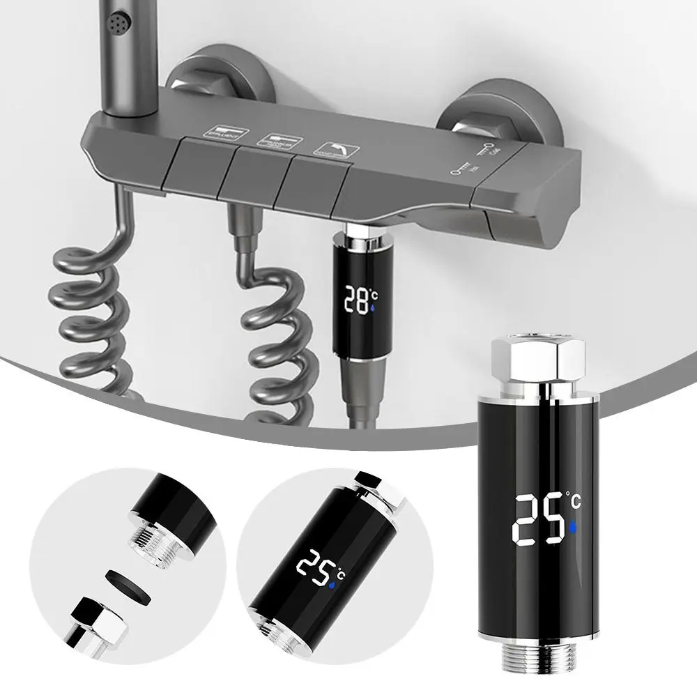 

Accurate Faucet Water Temperature Gauge Led Display 0~99 Waterproof Shower Water Thermometers Black Color Coded