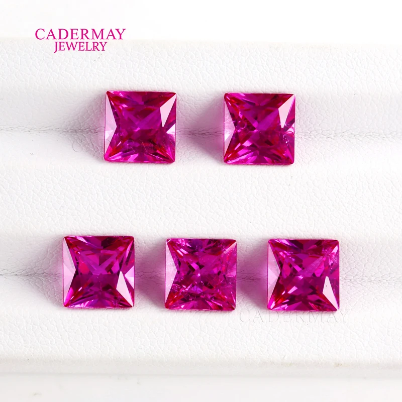 الاصطناعية الوردي روبي المدخلات 4 مللي متر-12 مللي متر مربع الأميرة شكل الساخن الوردي مختبر نمت روبي أحجار كريمة مفكوكة لصنع المجوهرات