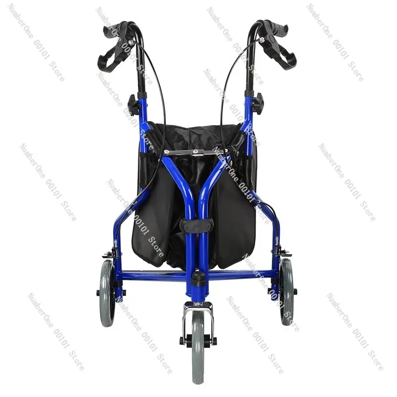 3-Wheel Rollator Walker with Brake, Foldable Shopping Cart for Elderly Rehab Mobility Aid