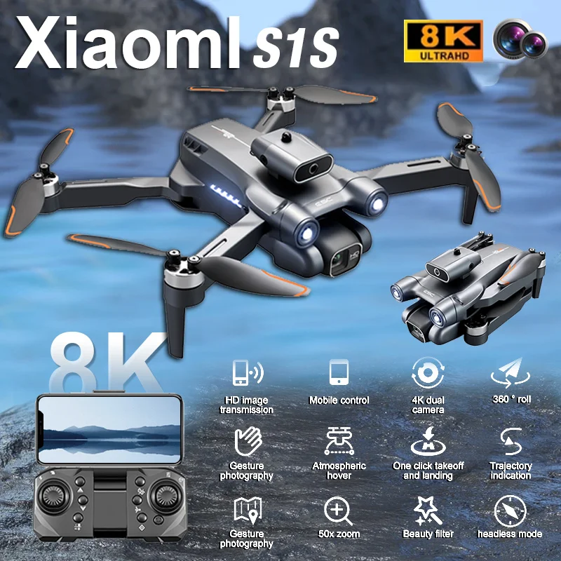 New S1S Mini Drone Caméra 8K Professional Brushless Motor Dron Obstacle Avoidance HD Dual Camera Foldable Quadcopter Toys