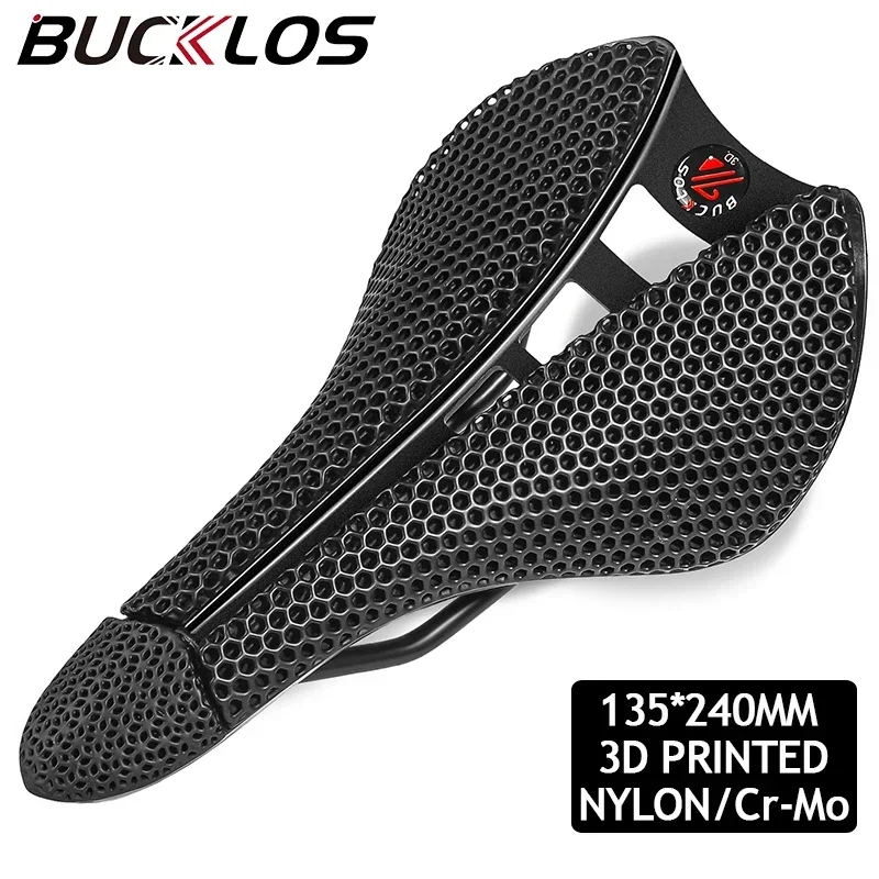 

BUCKLOS Ultralight 3D Printed Nylon Bike Seat Bicycle Saddle Hollow Breathable Road & MTB Cycling Cushion Bike Part