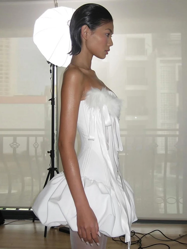 Strano gatto sexy abito a palloncino donna monopetto San Valentino banchetto festa elegante clubwear irregolare senza spalline aderente