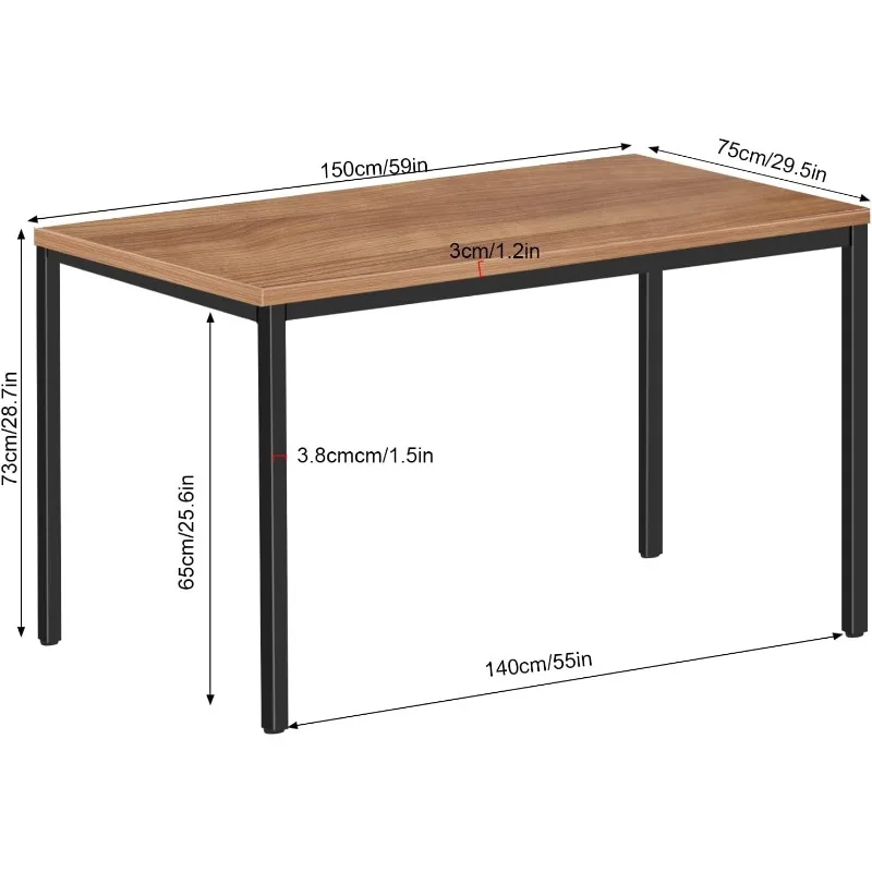 30x59 Inches - Brown Minimalist Desk for Home Office or Gaming