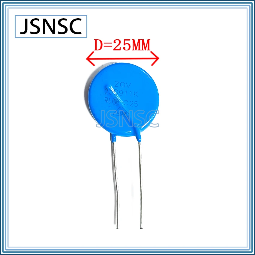 JSNSC Varistor 100PCS 25D 25D681K 25D821K 25D911K 25D102K Diameter 25MM 680V 820V 910V 1KV 1000V piezoresistor resistance DIP-2