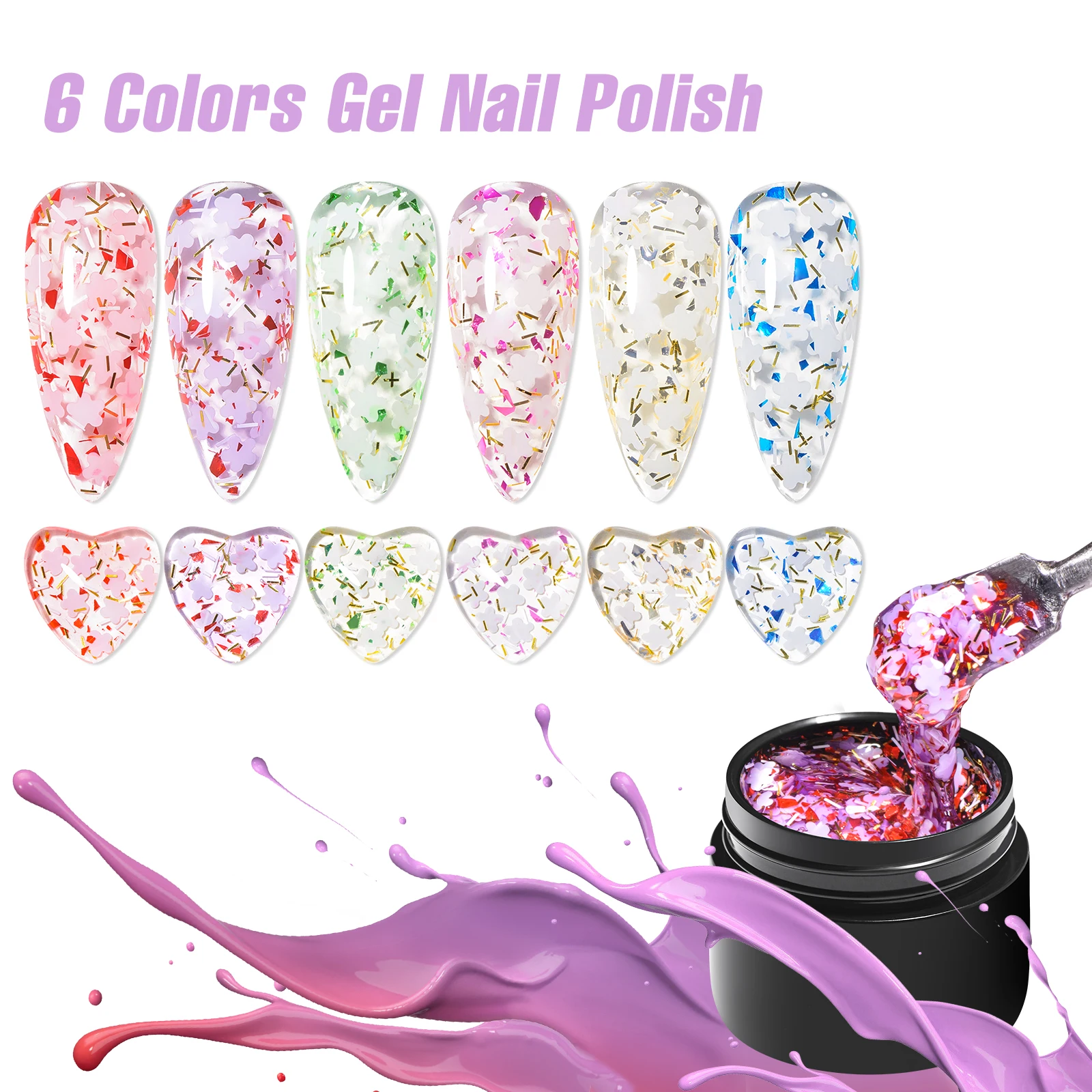 6 개/대 말린 꽃 젤 매니큐어 세트 자연 꽃 요정 네일 아트 젤 손톱에 대 한 UV LED 그림 광택을 담그십시오 DIY 키트