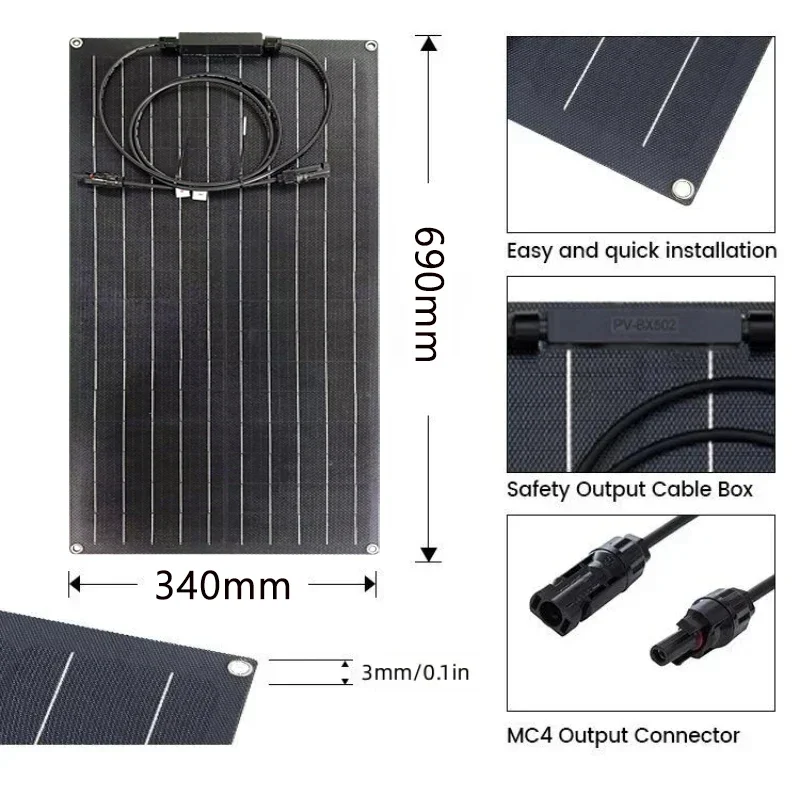 300W Solar Panel 18V Photovoltaic Power Bank Kit 60A 100A Controller Solar Plate for Home/Camping/RV/Car Fast Battery Charger