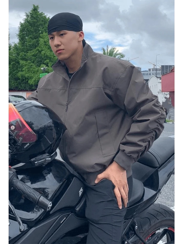 American Sle Tee-Proof Flight Jaet الرجال الخريف الراقية الإحساس بارد الوقوف طوق عمال دراجة نارية البيسبول...