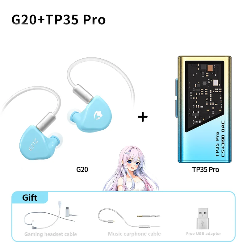 EPZ G20 Gaming IEM met lage latentie, afneembare boommicrofoon, DSP, bedrade in-ear hoofdtelefoon, 0.78 2-pins, voor gaming & muziek