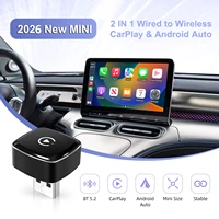 Adaptador Inalámbrico 2 en 1 CarPlay y Android Auto 2026, Dongle Universal Ultracompacto para Autos con Cableado de Fábrica, Plug&Play con WiFi y Bluetooth