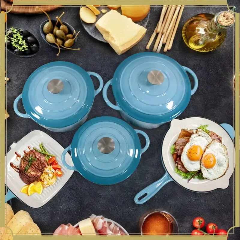 Factory Outlet Kitchen Cooking Cookware Set Cast Iron Enamel Casserole for Shop Sale