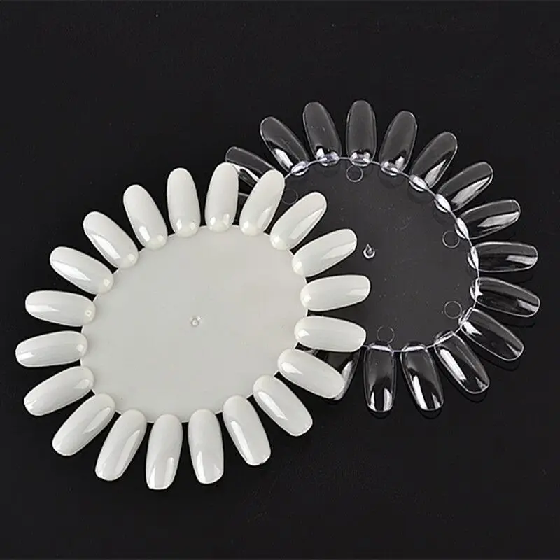 

10Pcs 20 Color Transparent White Circular Nail Art Display Board Nail Polish Color Plate False Nails Oval Color Board Card