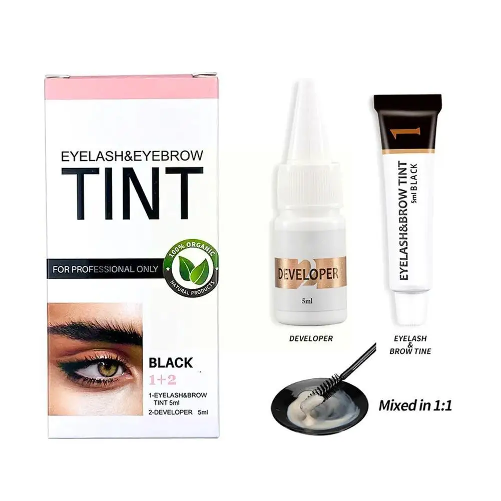 Professional Eyelash Eyebrow Dye Tint Waterproof 15-minute Tint Coffee Brown Tint Dye Eyelash Color Kit Gel Fast Black Easy X0k3