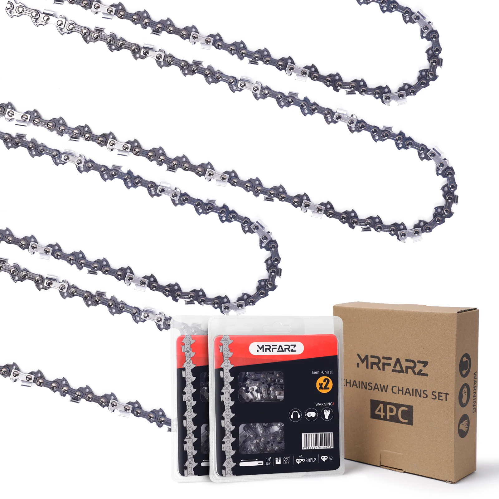 MRFARZ 4-Pack Chainsaw Chain 14 Inch 3/8