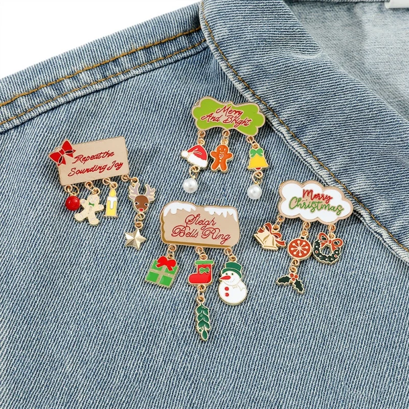 

New Christmas Brooch Drip Oil Pin For Backpack Hat Patches Christmas Decoration Ladies Holiday Gift Jewelry Party