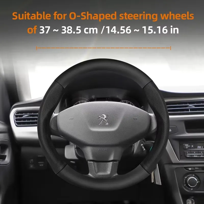 For Peugeot Carbon Fiber Texture Perforated Leather Steering Wheel Cover 508 3008 207 2008 307 Sw 308 206 208 5008 301 Expert