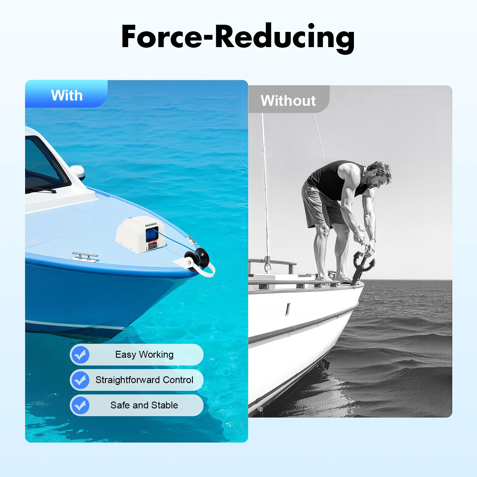 45LBS ونش مرساة كهربائي مع جهاز تحكم عن بعد لاسلكي قارب مرساة مكبرة 12 فولت ونش بحري 100 قدم حبل