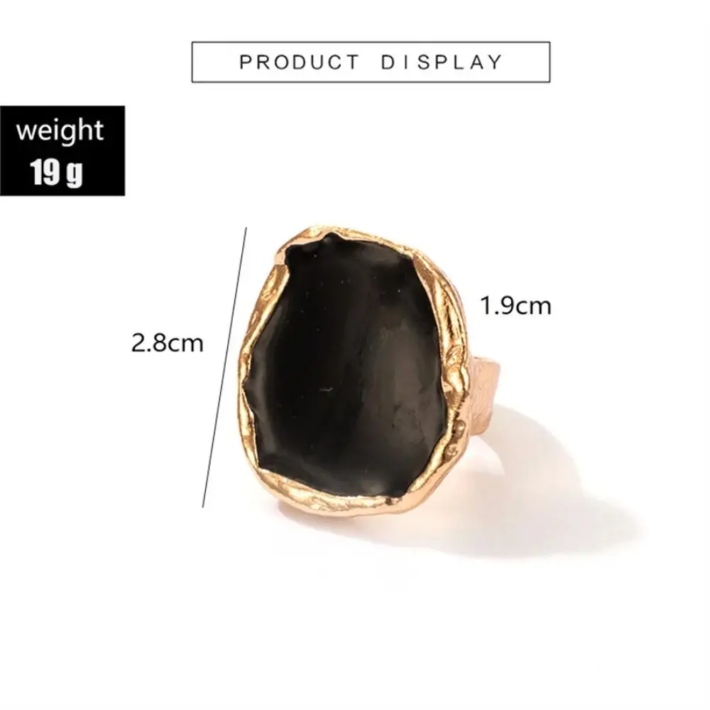 Large Bohemian Black Stone Ring Creative Large Joint Charm Oil Dripping Large Joint Ring Jewelry Gift Metal Gothic Jewelry Men