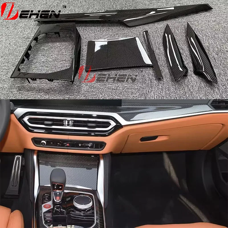 

LHD For BMW M3G80 M4 G82G83 Real Carbon Car Interior Center Console Dashboard Strip Gear Shift Panel Replacement part decoration