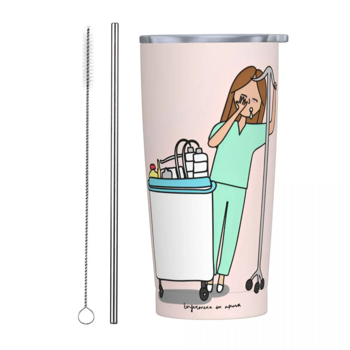 Stainless Steel Tumbler Sleep Nurse Enfermera En Apuros Thermal Cups Medical Heat Preservation Cold Drink Mugs Cup Water Bottle