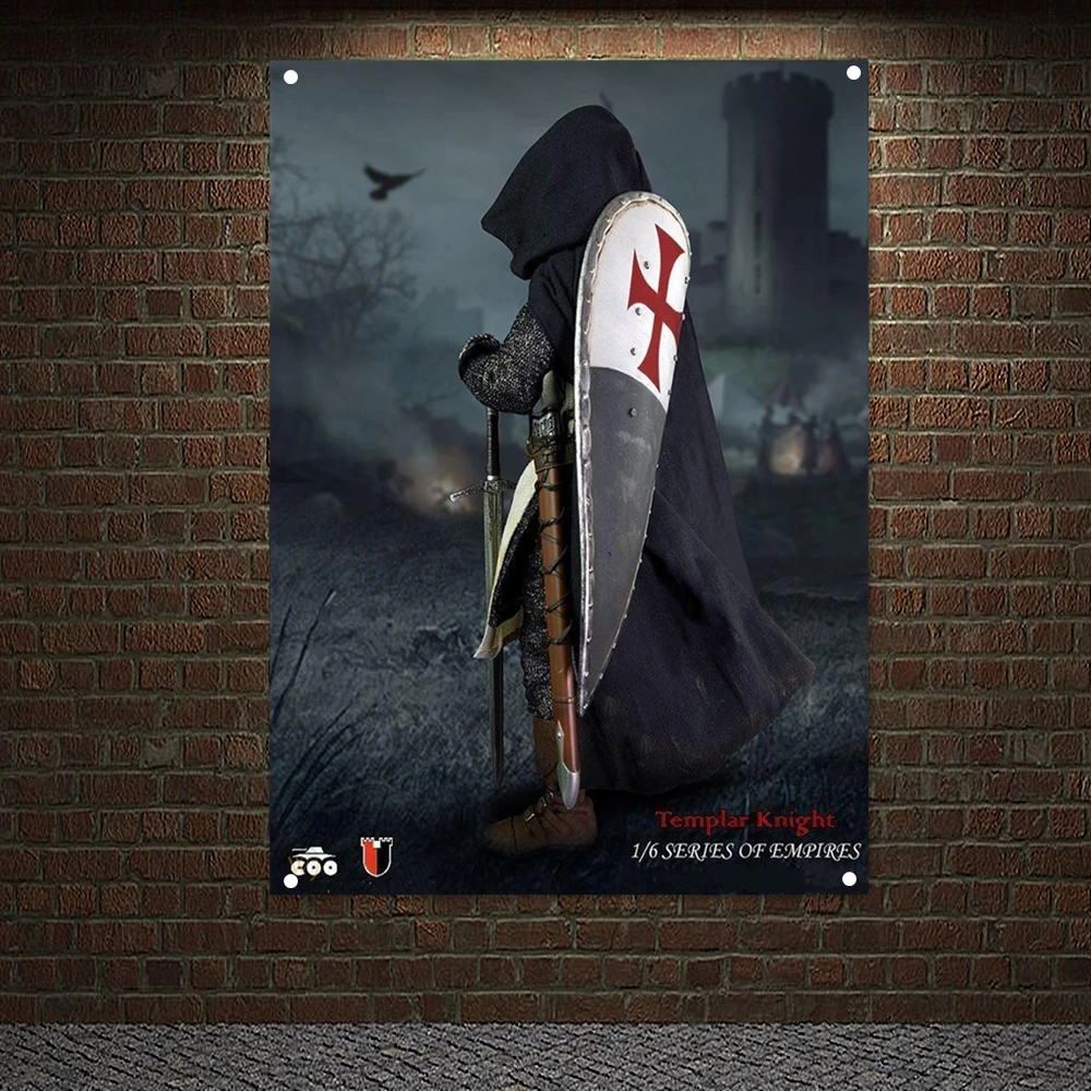 

Vintage Knights Templar Fantasy Art Posters Wall Decor Crusader Banner Flag Wall Sticker Canvas Painting Mural Home Decoration 3