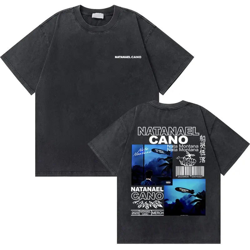 

Washed Vintage Natanael Cano Nata Montana T Shirts Men Hip Hop Casual Oversize T-shirts Male Cool Streetwear Men's Cotton Tshirt