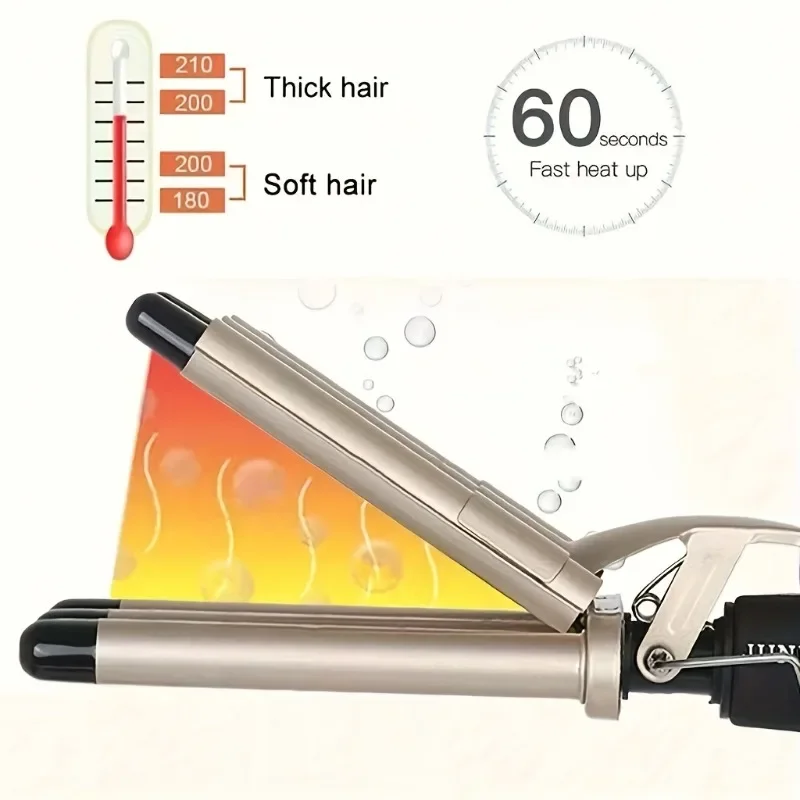 Professional Hair Crimper Iron - 5 Barrel Curling Wand with Dual Voltage (110-240V), 0.6