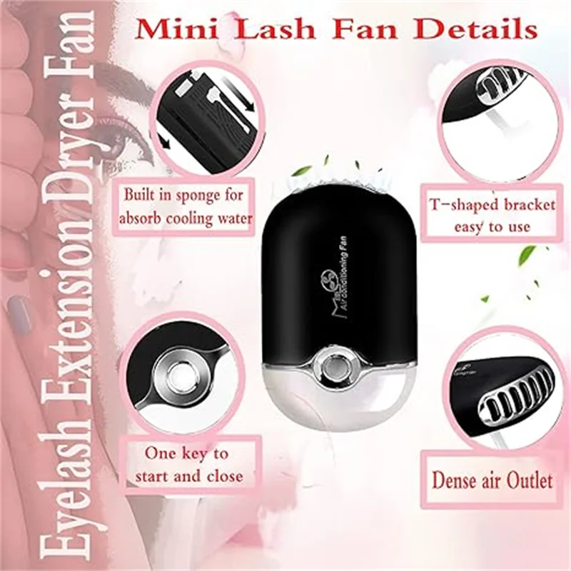 4 Stuks Lash Fan Kit Wimper Extensie Usb Draagbare Wimper Fans Handheld Droger Ventilator Lash Shampoo Borstels Plastic Wasfles