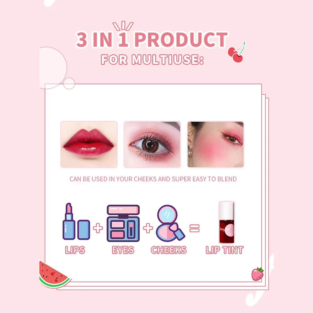 Lip Gloss Tint Makeup Cheek Tint Blush Moisturizing Mirror Liquid Lipsticks Waterproof Long Lasting Lip Glaze Cosmetic