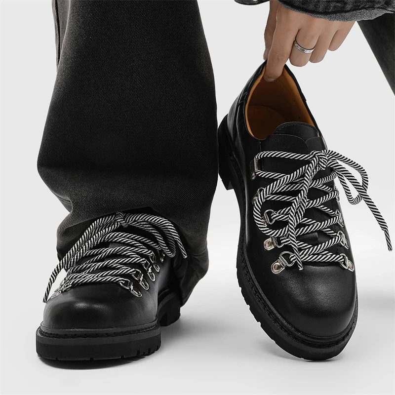 

Новая мужская рабочая одежда Paris Faion с круглым носком на шнуровке, повседневная мужская рабочая одежда из натуральной кожи Single oes ort Face для альпинизма Der...