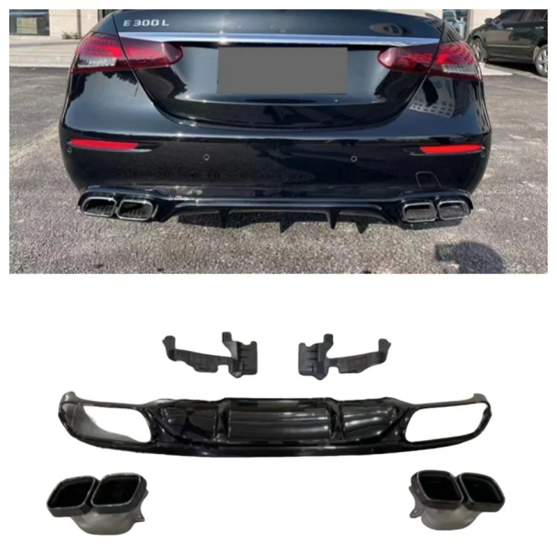 Suitable for Mercedes Benz E-Class W213 Executive Edition 21 E63 AMG Rear Lip Body Kit Rear Bumper Diffuser 17-22