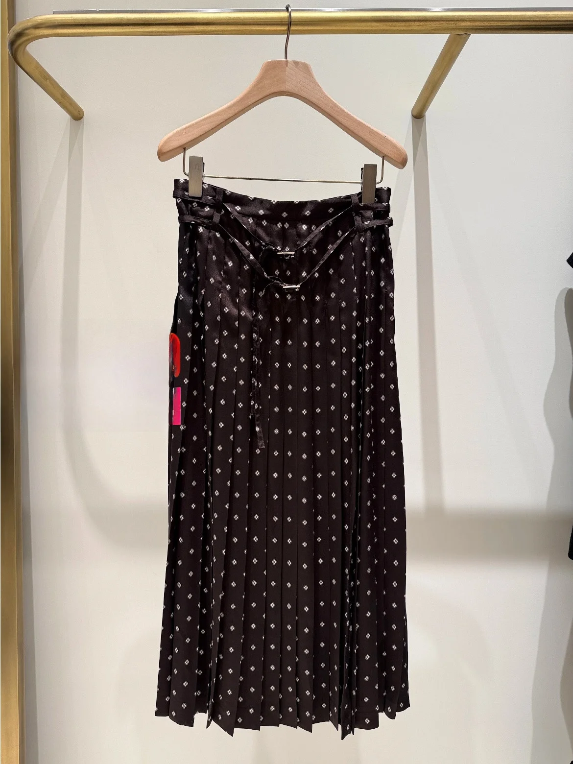 City Commute Polka Dot  Floral Pleated High Waist Midi Skirt Women's Neutral Style Polyester Fiber A-Line Skirt
