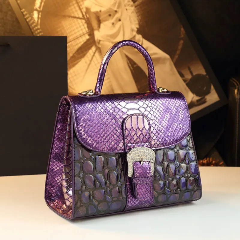 

2026 New Handbag Luxury Designer Crocodile Pattern Women's Bag High Quality Fashion Shoulder Bags Diamond Button Crossbody Bag