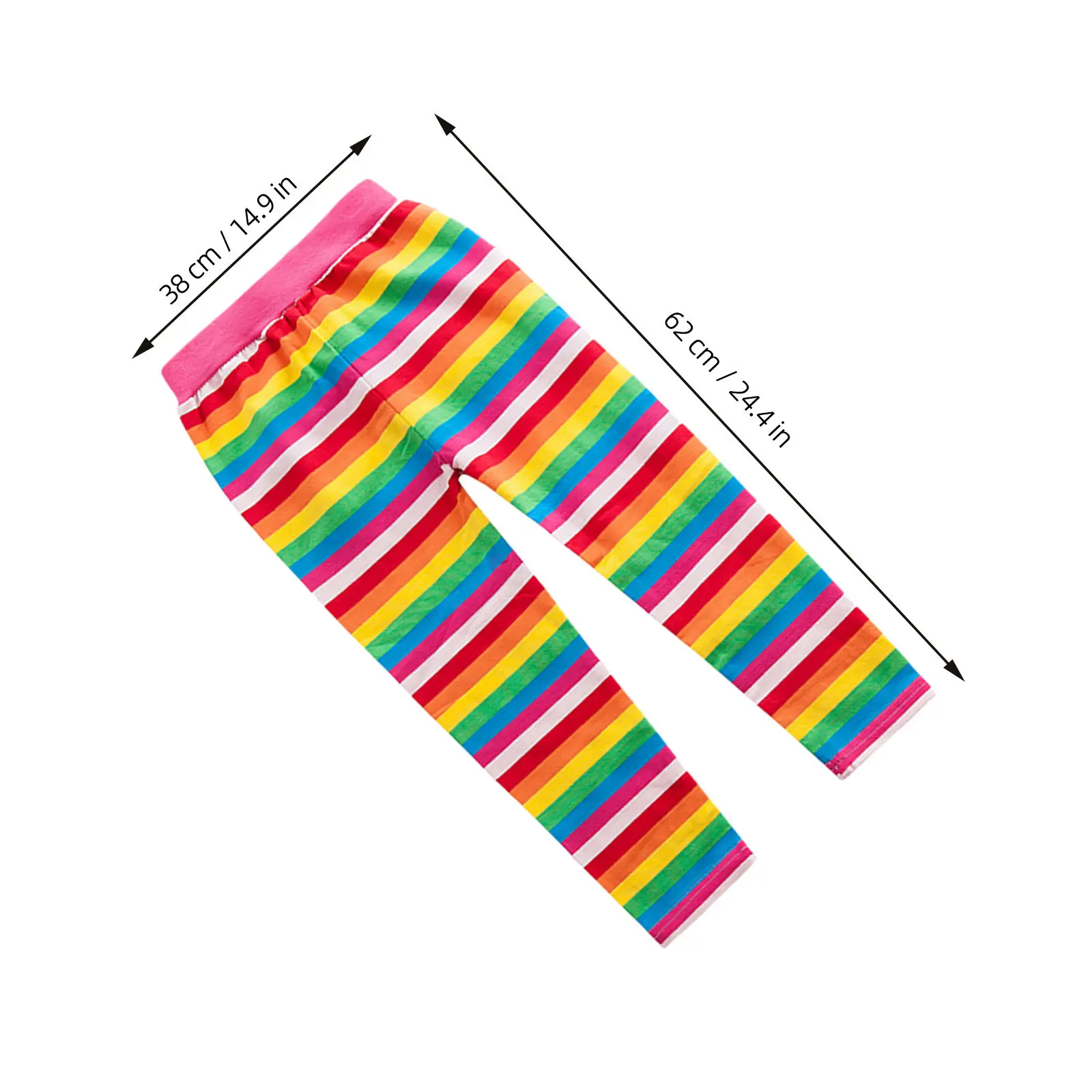 Girls Rainbow Leggings 120Cm Height Spring Fall Cotton Soft Elastic Kids Legging Comfortable Fit for Daily Outfit