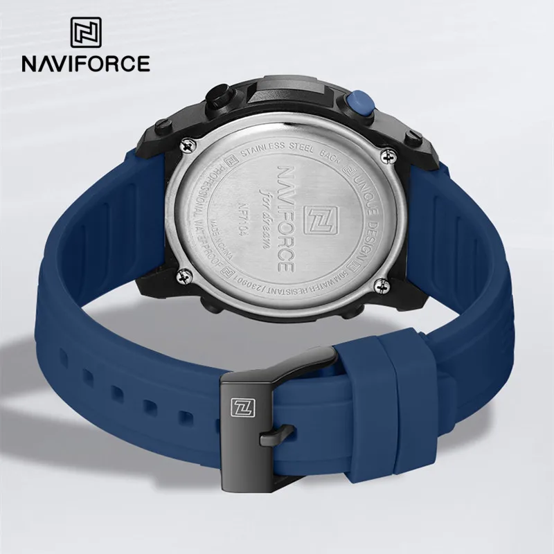 NAVIFORCE Top Brand Electronic Watch for Men Luxury Fashion 5ATM Waterproof Silicone Strap Calendar Wristwatches Gift for Male