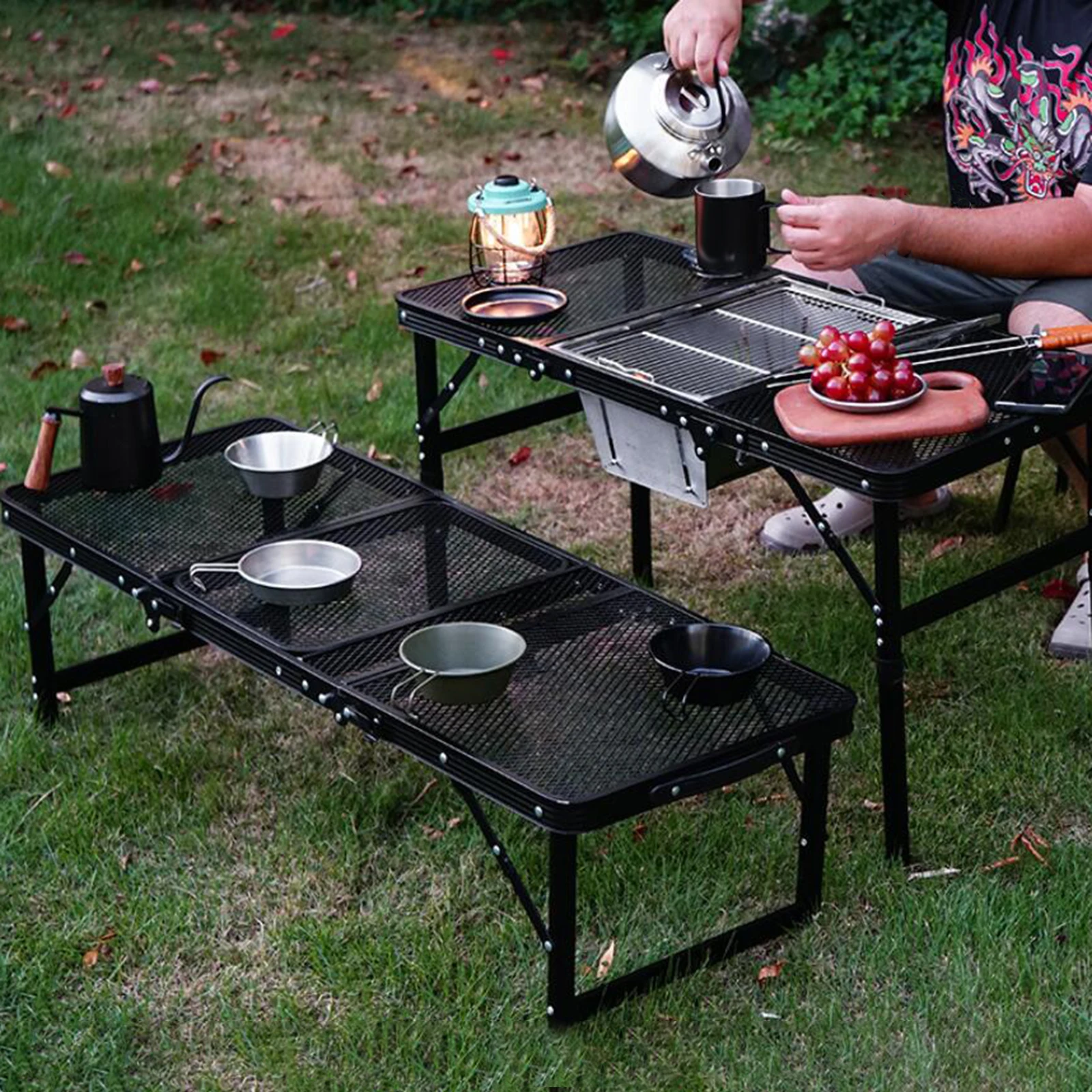 Składany stół grillowy Lekki stop aluminium z torbą do przechowywania Stół piknikowy Stół kempingowy do ogrodu Piknik Camping Podwórko RV