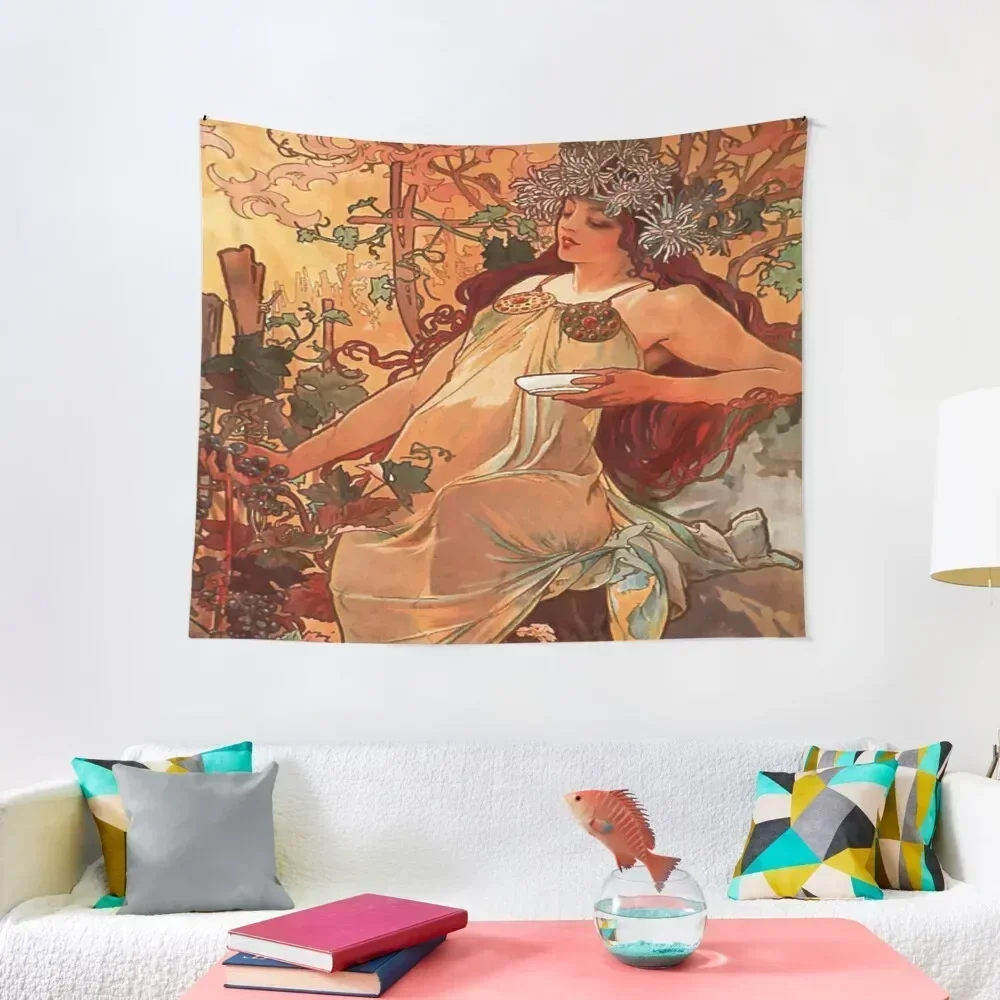 

Alphonse mucha - Autumn Season,No,02. Tapestry Decor For Bedroom Aesthetic Room Decors Carpet On The Wall Tapestry