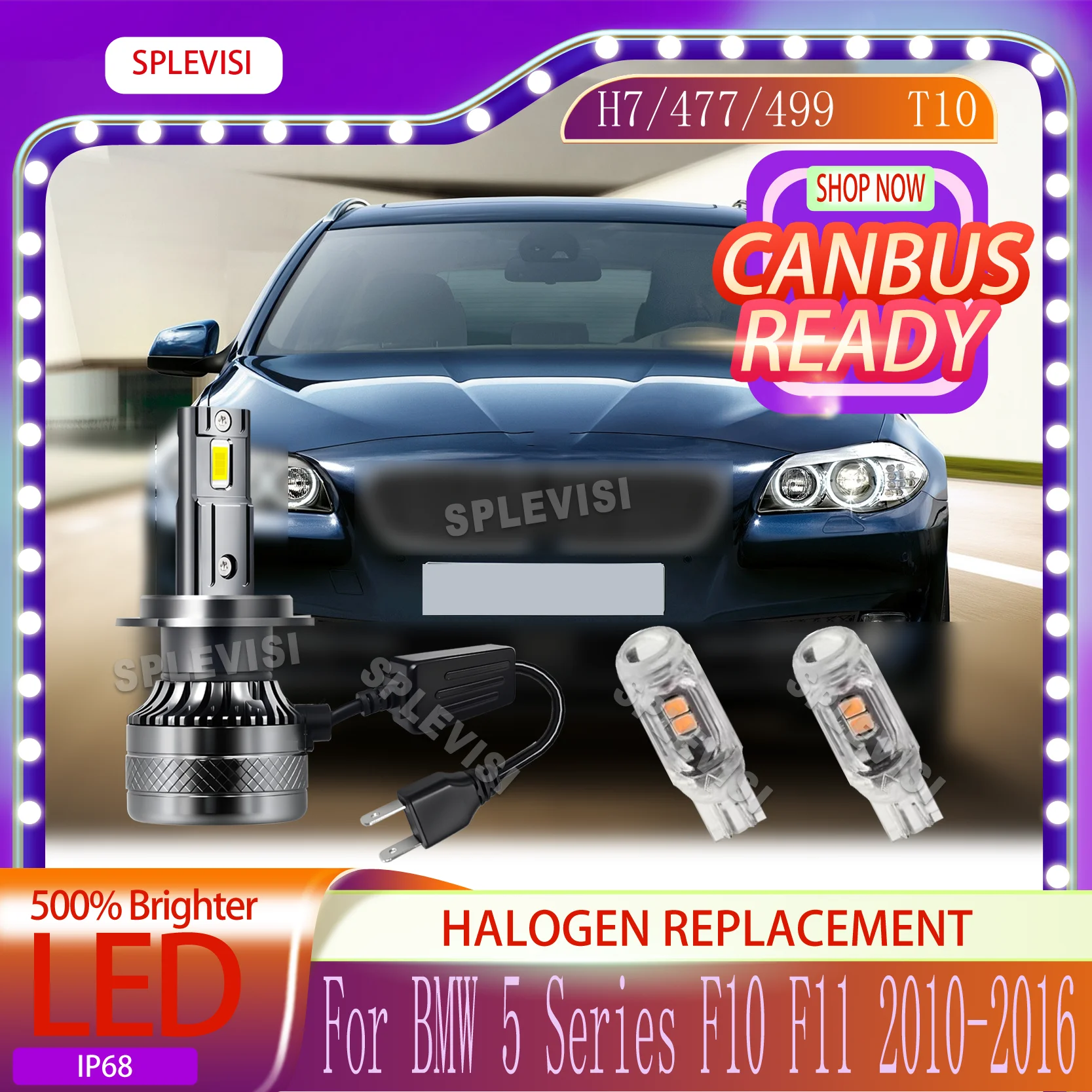 

Fan Cooled 6000K bright light Built-in CANBus Driver LED HEADLIGHT For BMW 5 Series F10 F11 2010 2011 2012 2013 2014 2015 2016