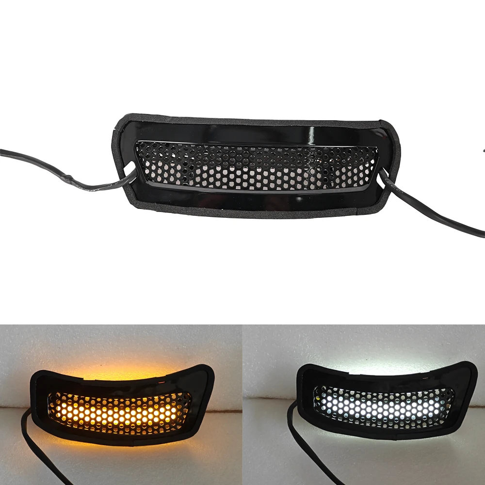 Motorcycle Tracer Windshield Vent Trim Light with DRL White&Flow Amber Signal for Harley Softail Low Rider ST FXLRST 2022-2025