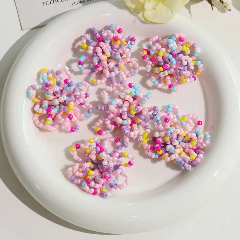 Shoe Charms 1 Piece Pastel Beaded Flower Clusters DIY Handmade for Jelly Clog Sandals Princess Crystal Decor Korean Style