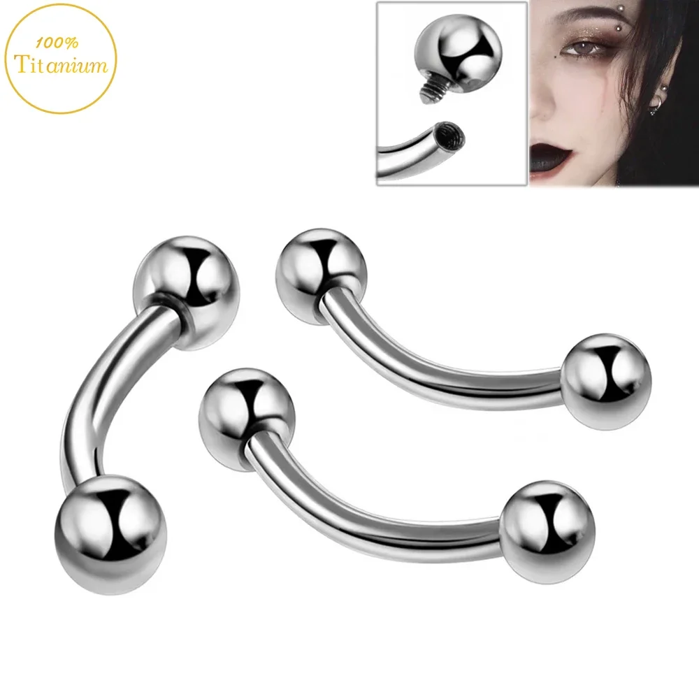 

10pcs/Lot G23 Titanium Internally Eyebrow Piercings Banana Curved Barbell Lip Ring Ear Cartilage Tragus Earring Piercings Jewelr