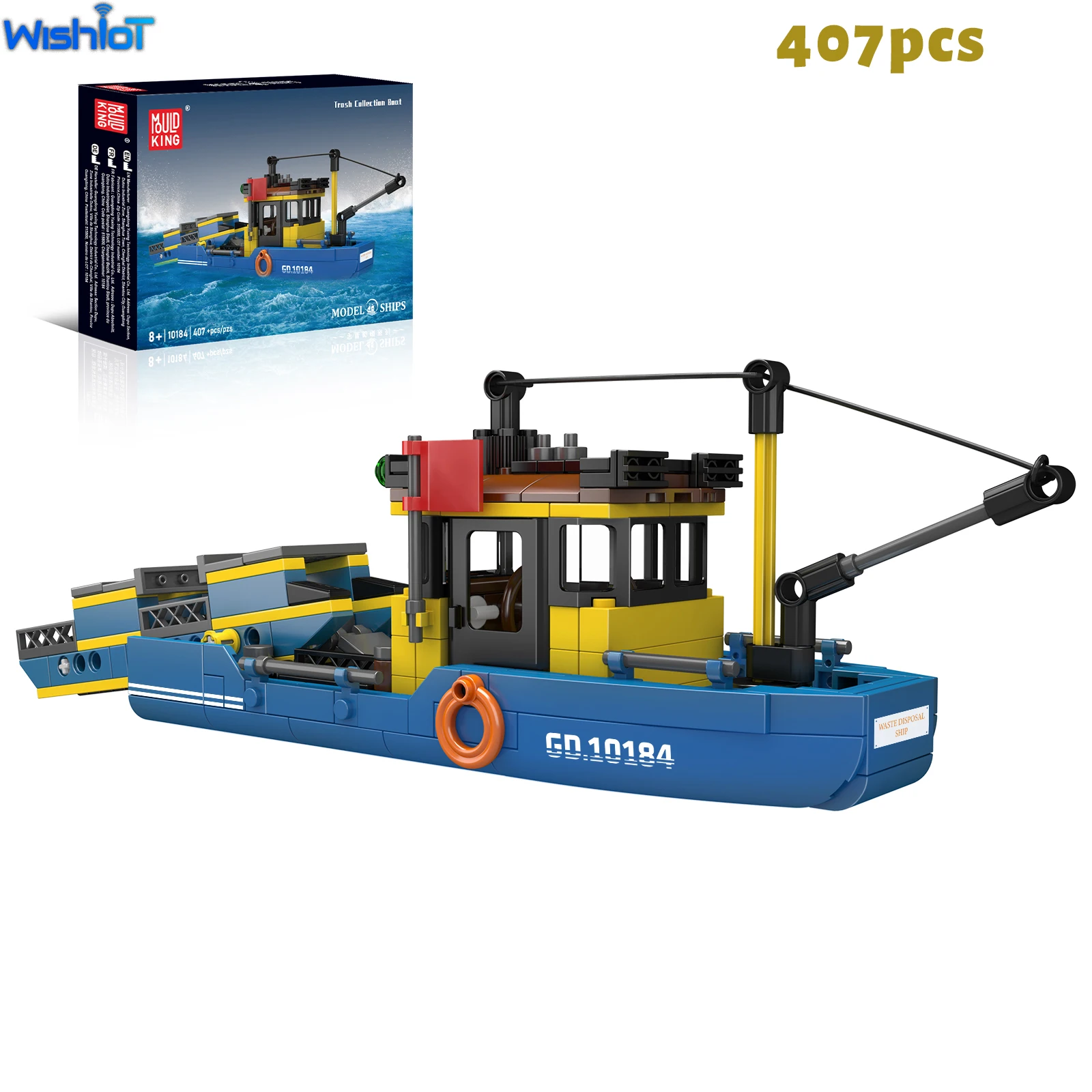 

Mould King 10184 Trash Collection Boat Building Blocks Garbage Disposal Ship Model Kid STEM Education Toy Creative Birthday Gift