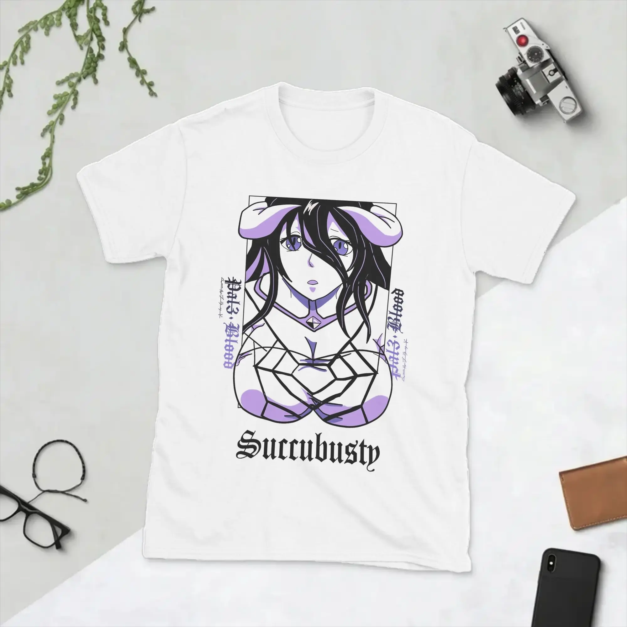 Vintage Albedo Japanese Anime T-Shirts for Men Round Neck Pure Cotton T Shirts  Short Sleeve Tee Shirt 4XL 5XL Tops