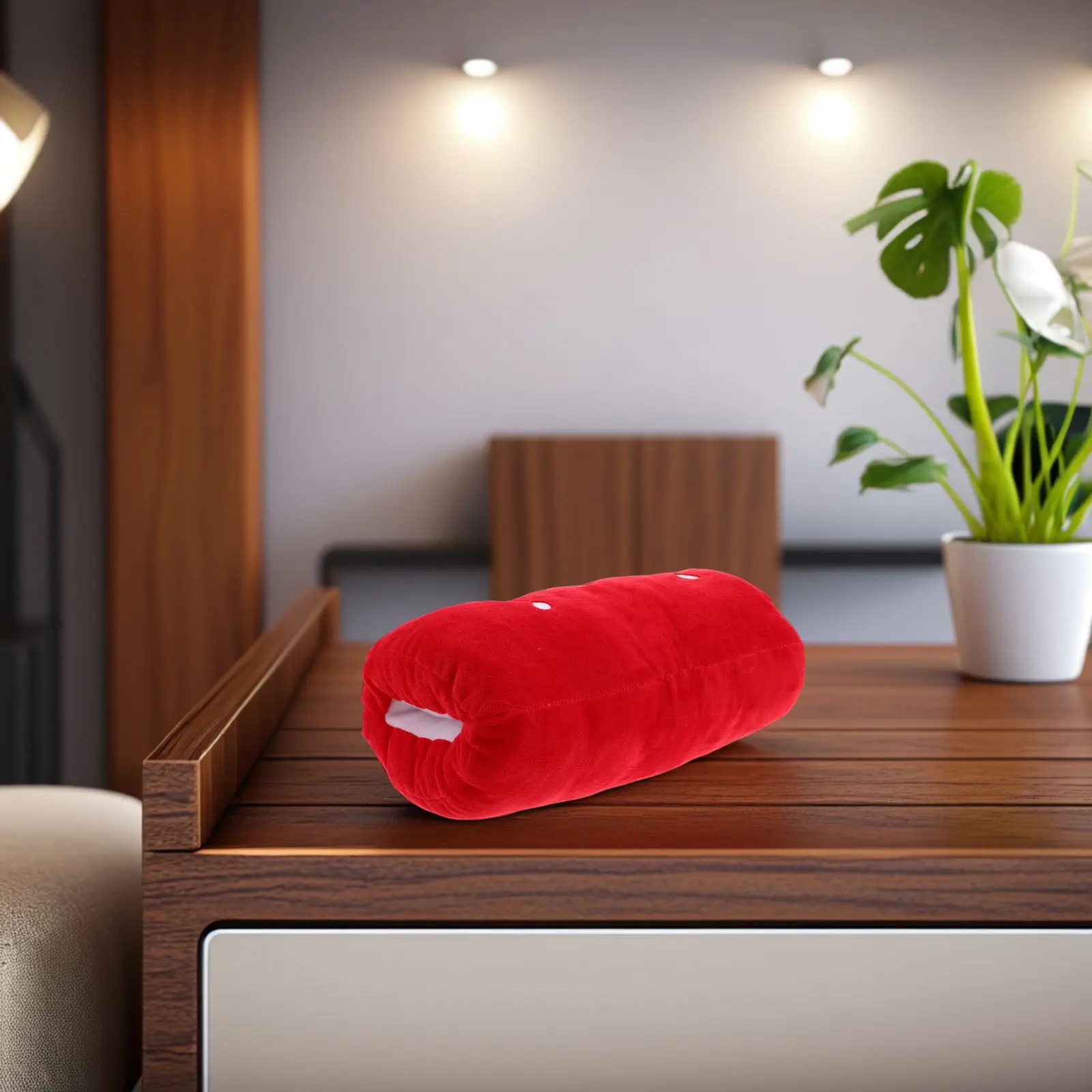 

Cute Strawberry Warm Hand Pillow Soft Huggable Fruit Design for Kids Adults Cozy Lap Companion Red Decorative Comfort Cushion