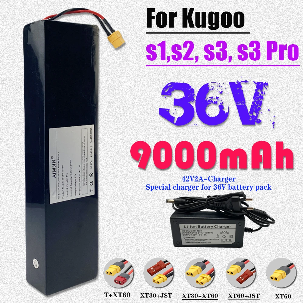 Battery pack 36V 10S3P 9000mAh 18650 rechargeable lithium-ion battery 500W 42V built-in BMS