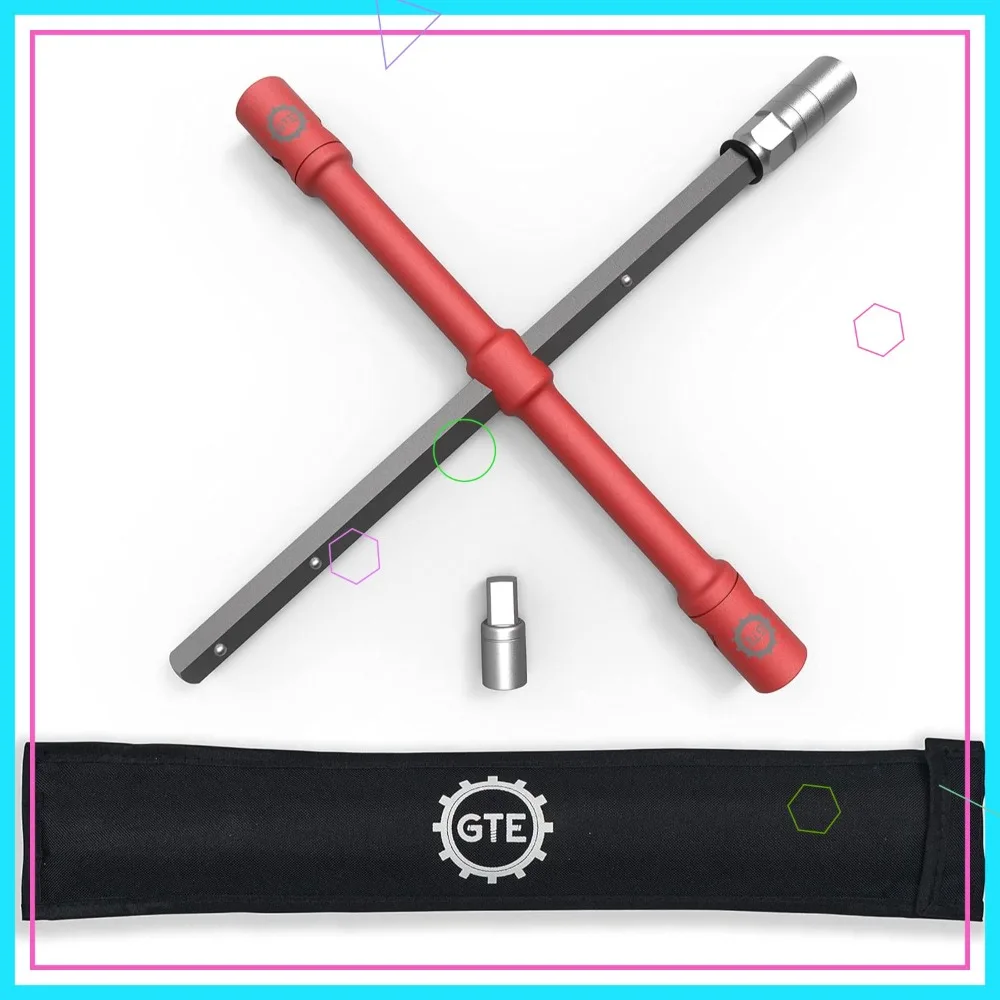 

26" Universal Compact Lug Wrench Set, Super-Strong Tire Iron & Lug Nut Remover - 2x More Torque! Never Get Stuck Again